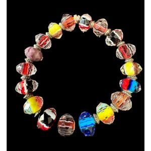 Art glass Beaded Bracelet w/Vibrant Colors
